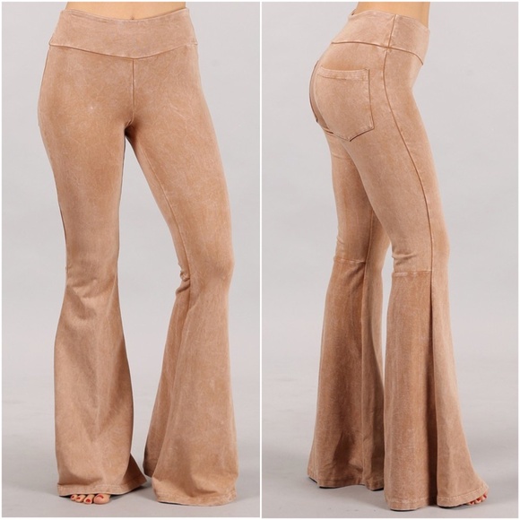 Boho Camel Wide Leg Palazzo Pants - Picture 1 of 8
